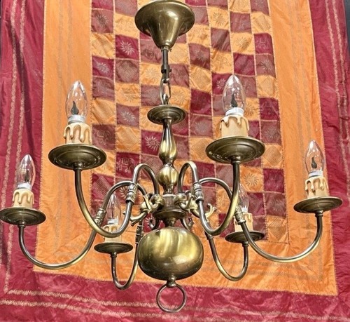 Ancien lustre vintage laiton - lustre,