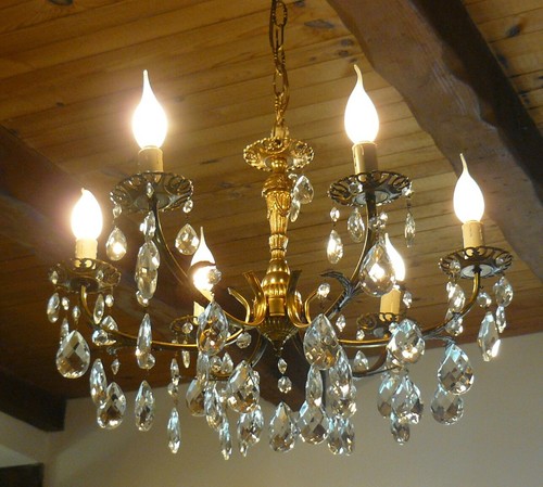 Ancien lustre feux - en, laiton