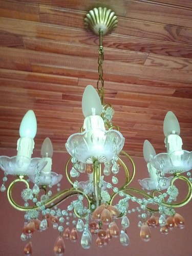 Lustre pampilles verre - lustre,